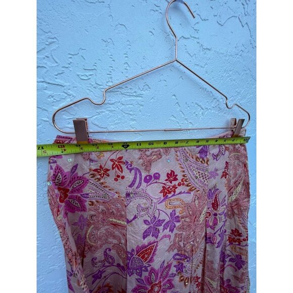 Express Womens Embroidery Sequined Wrap Floral Skirt Pink Sz 10 - Picture 9 of 11